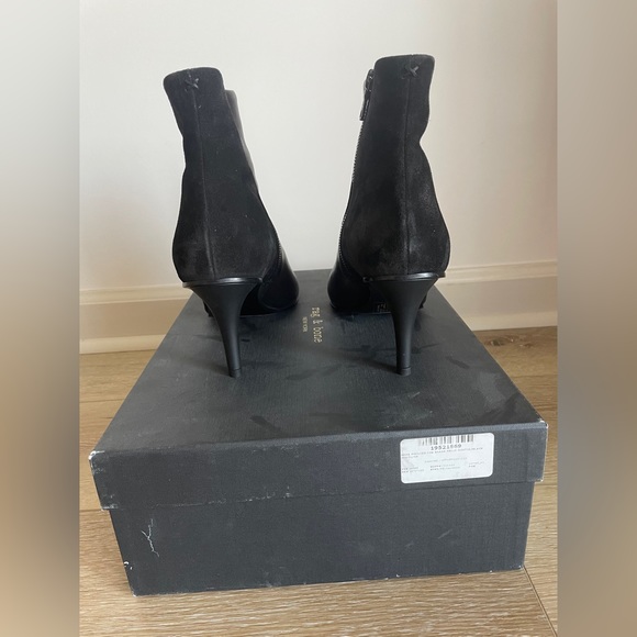 RAG & BONE BEHA BOOTIES BLACK MIX LEATHER SUEDE POINTY HEEL Size 10 - Picture 12 of 15